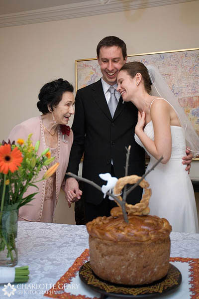 Traditional Ukrainian wedding bread, made by the grandmother