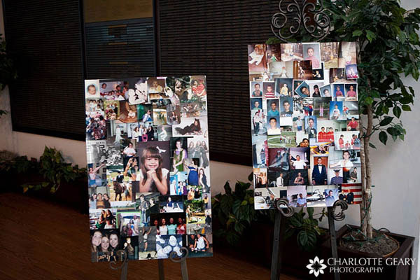 Collages of childhood photos of the bride and groom