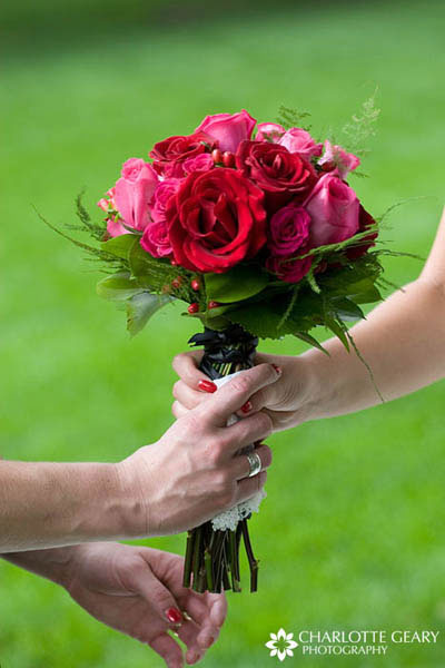 Red and pink rose bouquet