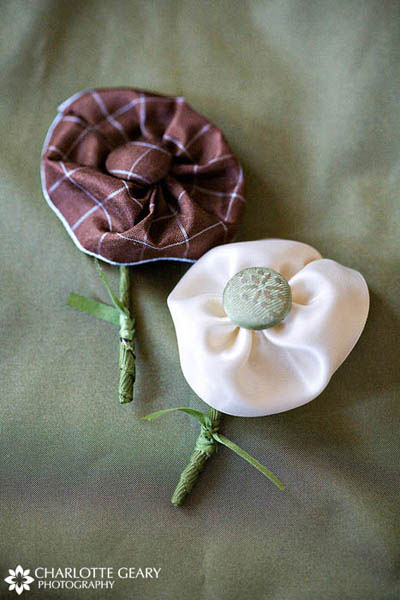 Handmade fabric boutonnieres