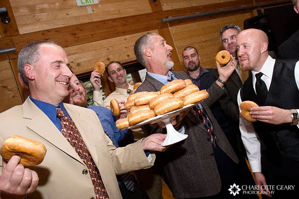 Stack of donuts for the groom and his fellow police officers