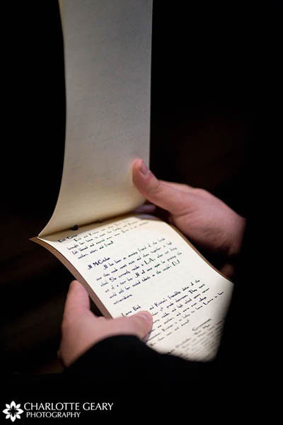 Wedding program that opens vertically