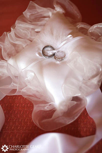 White ring bearer pillow