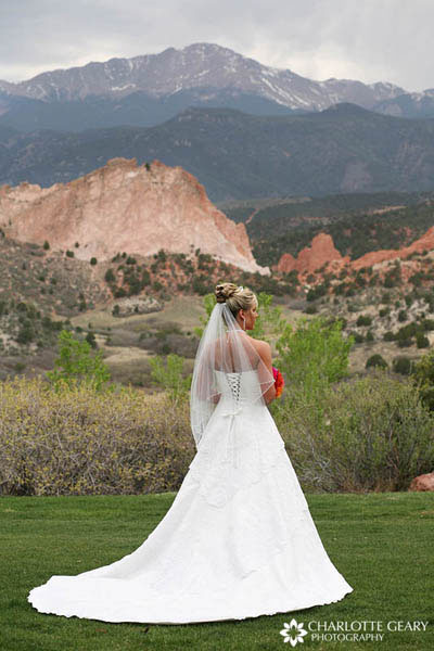 Bride with a chapel length train