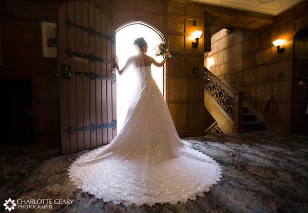 Bride in a lace gown
