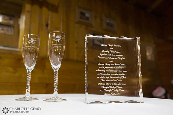 Engraved champagne flutes
