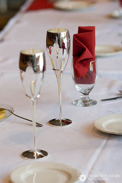 Silver champagne flutes