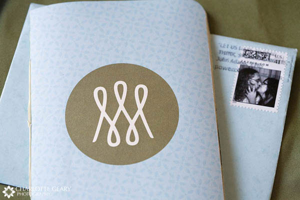 Wedding invitation sent with personalized photo stamps