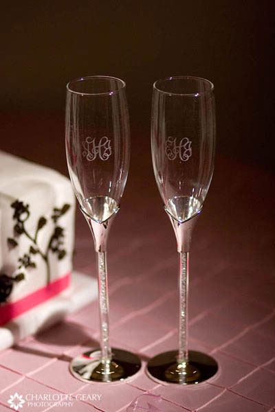 Champagne glasses with monogram engraving