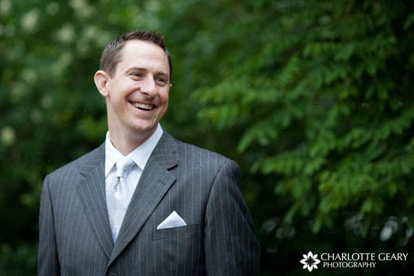 Groom in a gray suit