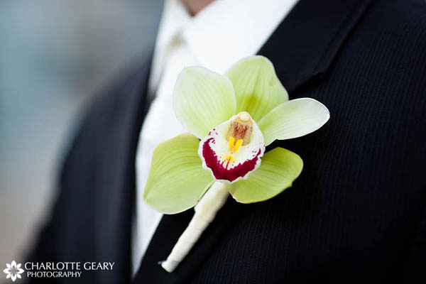 Green orchid boutonniere