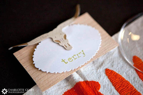 Place card for a Texas-themed wedding