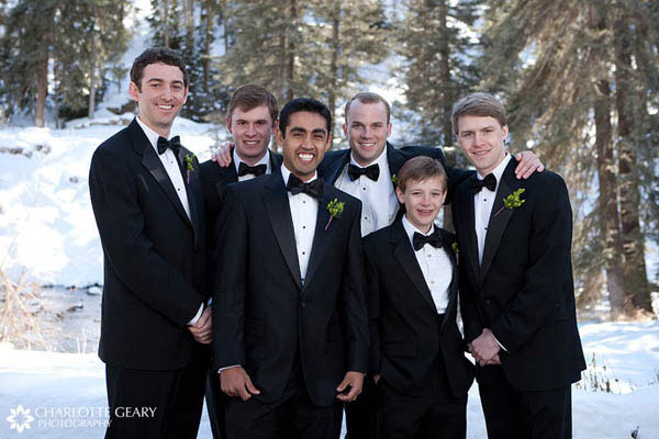 Groomsmen in classic tuxedos
