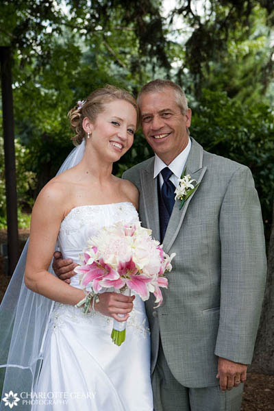 Father of the bride in a gray suit with a navy tie