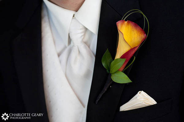 Mango calla lily boutonniere