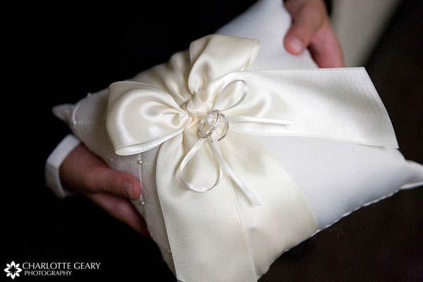 White ring bearer pillow
