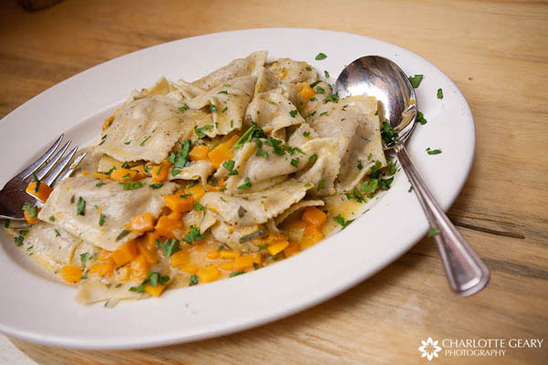 Vegetarian butternut squash ravioli