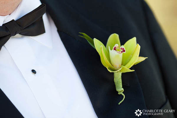 Green orchid boutonniere