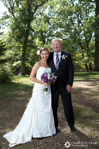 Father of the bride in purple striped tie