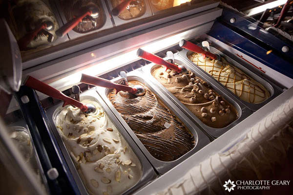 Gelato served at wedding reception