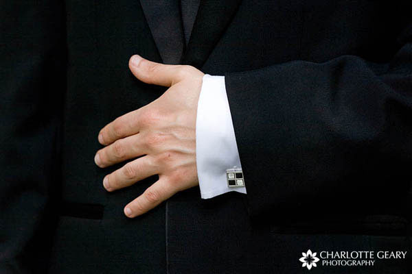 Black and white checked cuff links