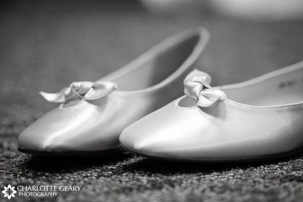 White satin ballet slippers