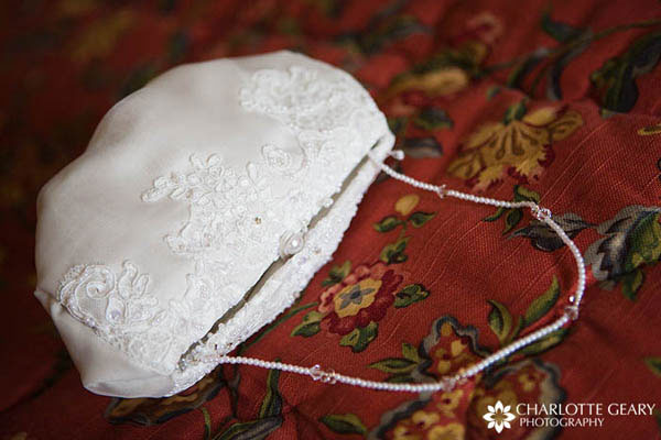 White lace bridal purse
