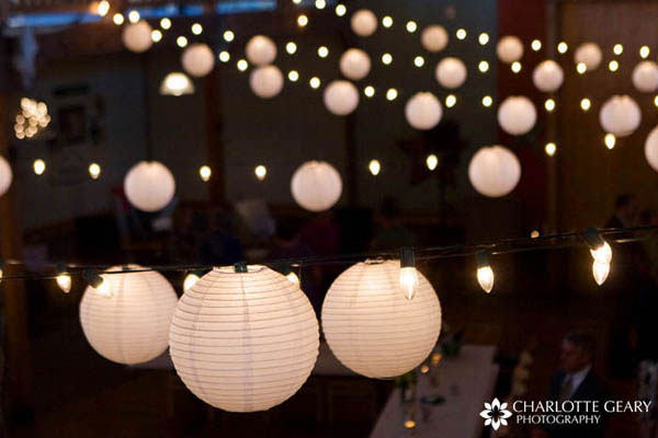 White lanterns in reception room